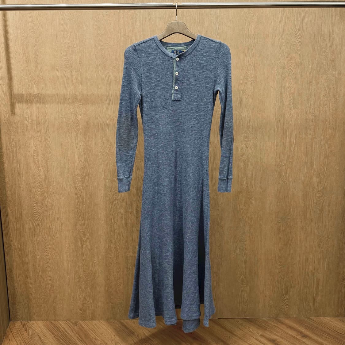 폴로 랄프 로렌 니트 롱 원피스 헨리넥 엘보 패치 슬림핏 라이트 블루 상품이미지2