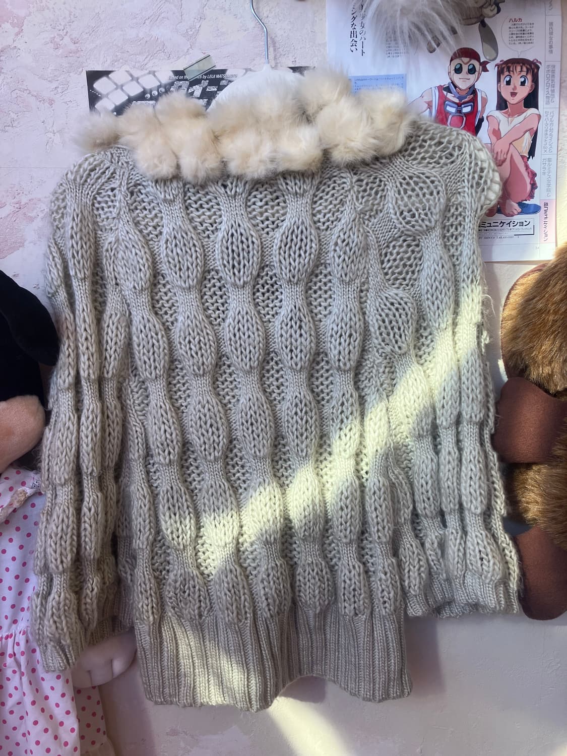 토끼털 폼폼 가디건 상품이미지5