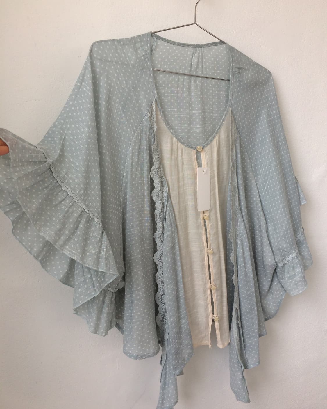 Dot pattern frill layered cardigan 상품이미지5