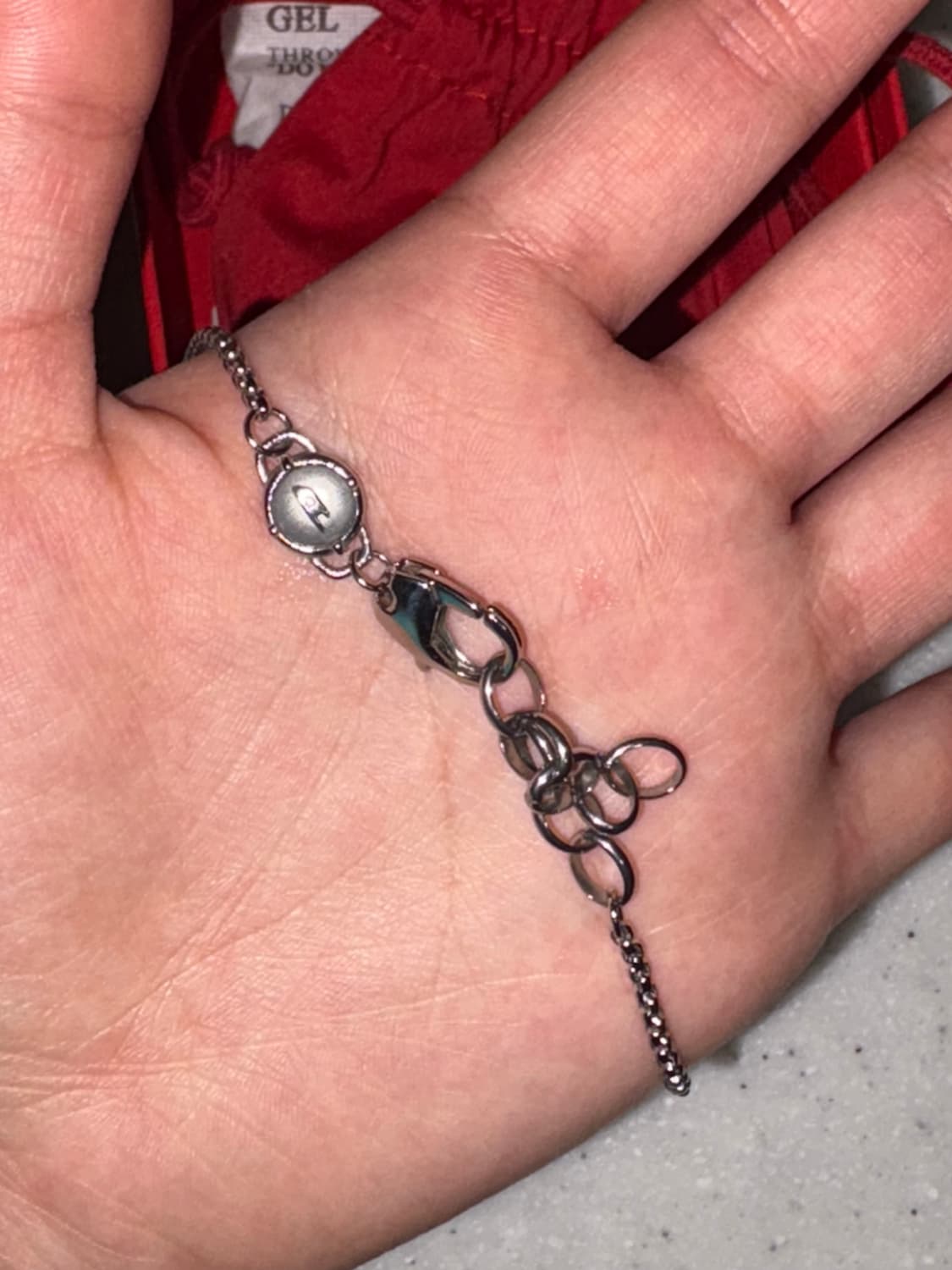 디젤 스테인리스 스틸 로고 도그 태그 네클리스 레드 상품이미지3