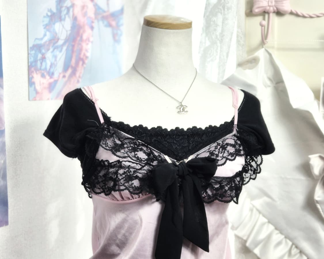 블랙핑크 히메갸루 펑크 y2k 슬립 레이스 3세트  상품이미지2