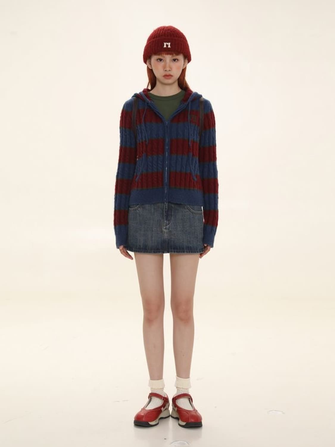 MOROMORO2 케이블 크롭 니트 후드집업  상품이미지8