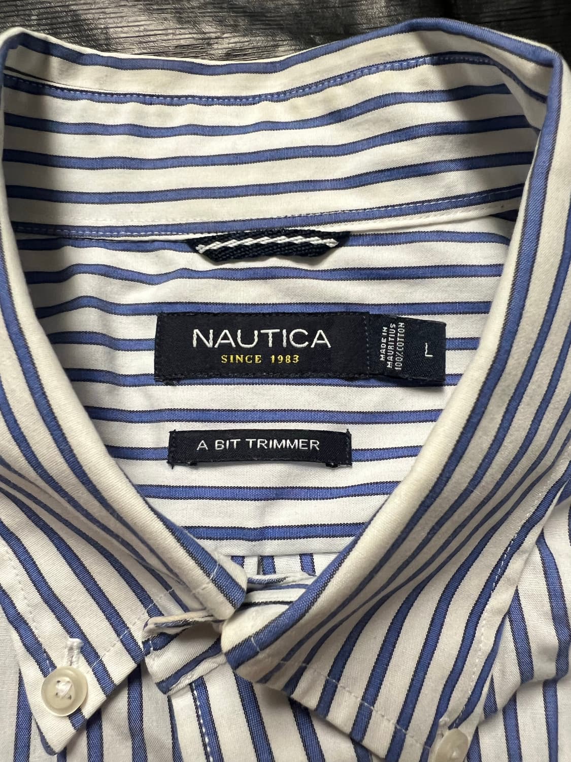 노티카 블루 스트라이프 버튼다운 셔츠 L 상품이미지2