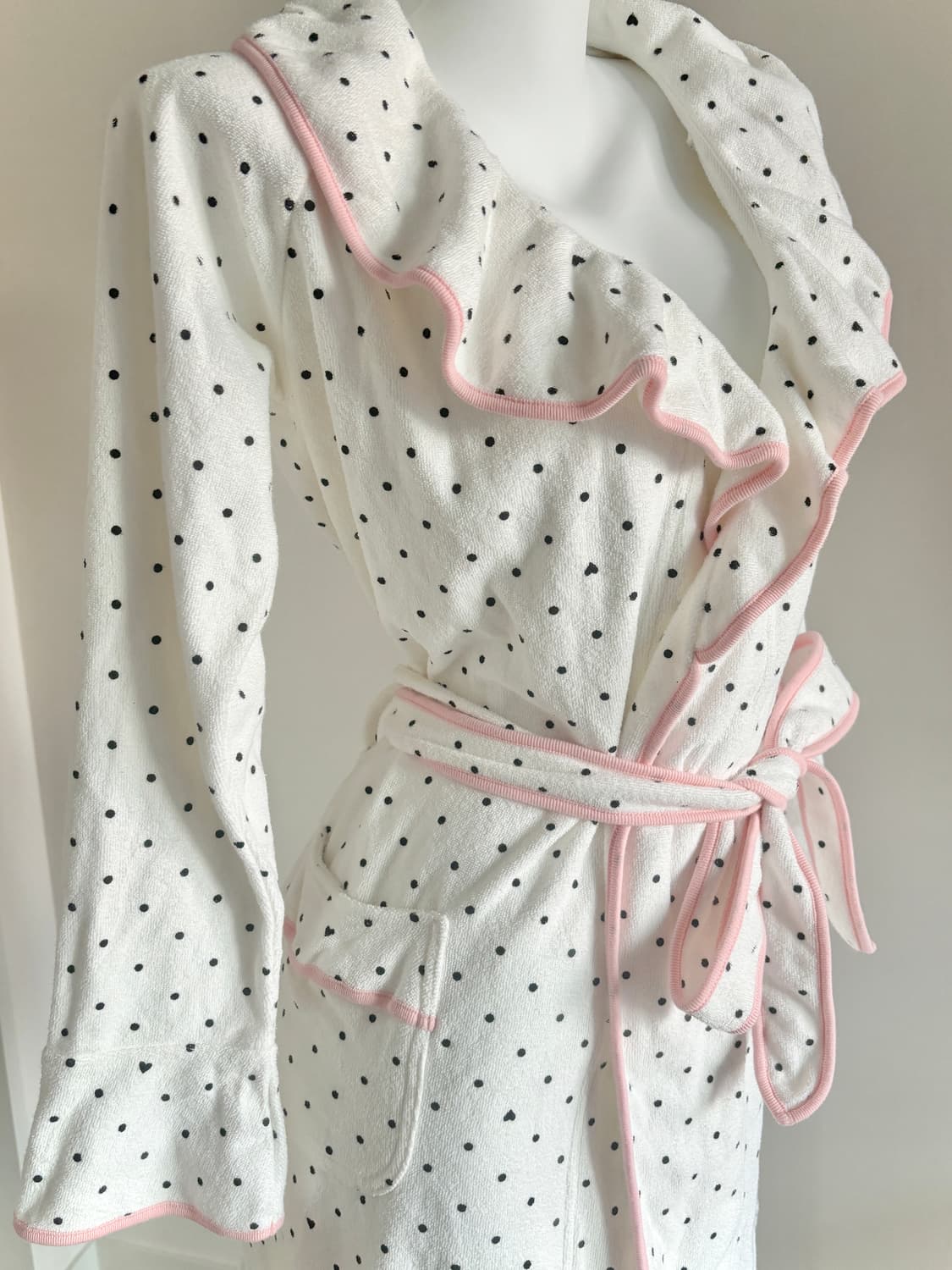 히메갸루 흰핑 도트 로브 샤워가운 헤이세이 방꾸템 핀터레스트 상품이미지3