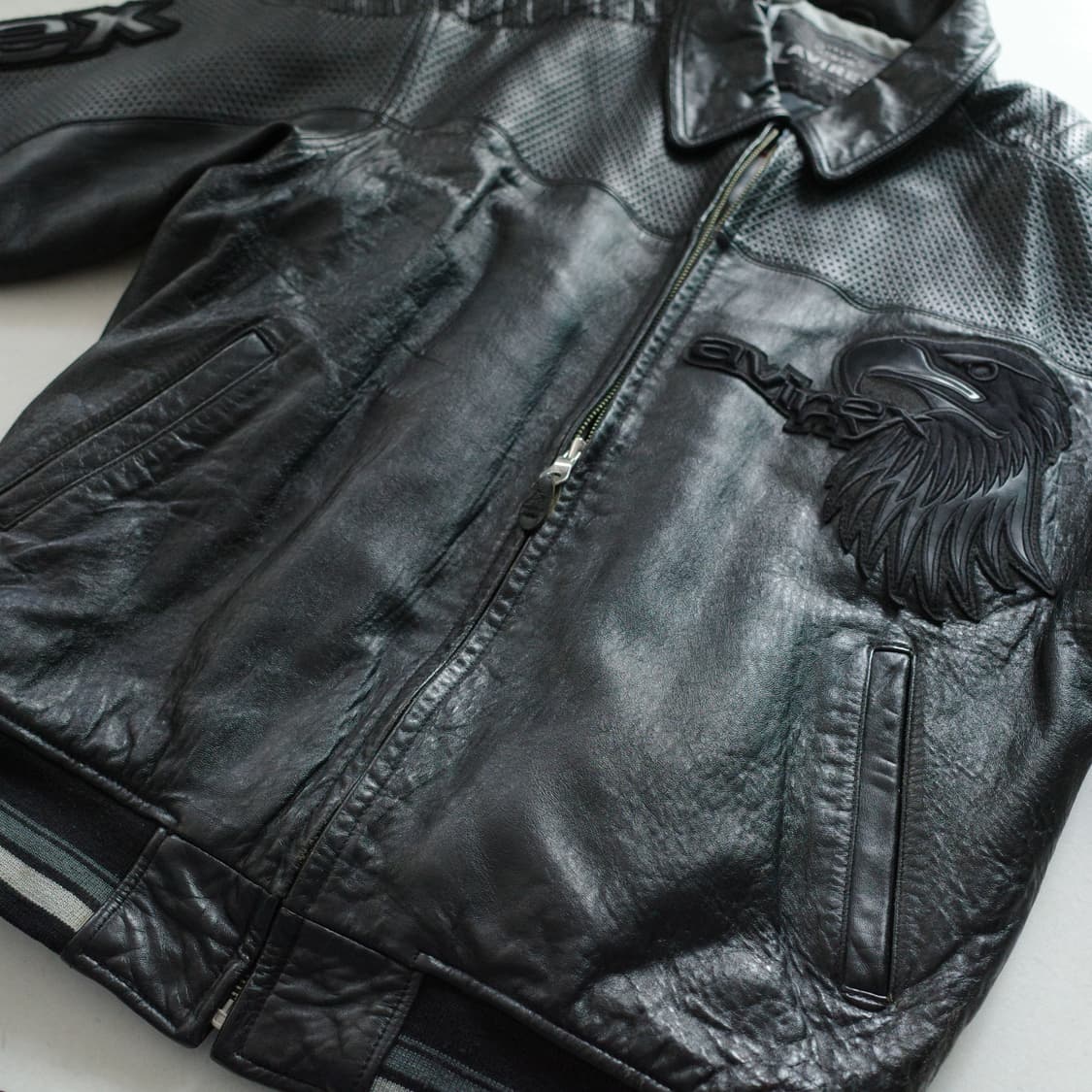 00s 아비렉스 독수리 리얼 레더 바시티 자켓 XL 상품이미지2