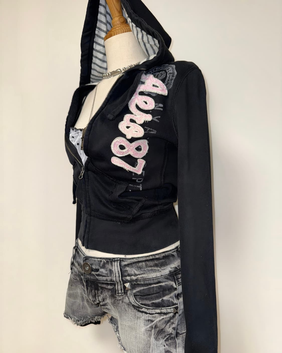 에어로포스테일 블랙 후드집업 상품이미지3