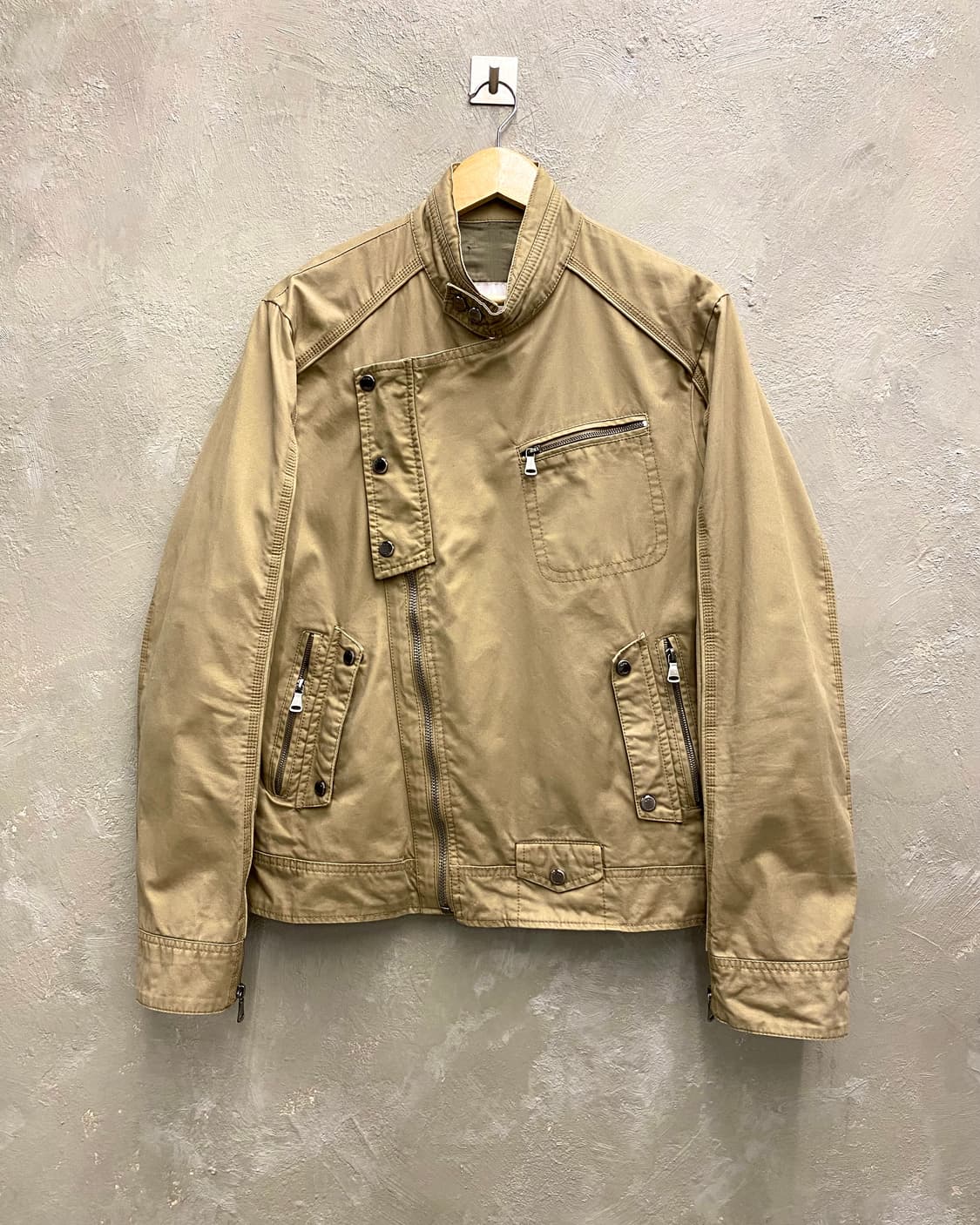 [L] Zara 자라 베이지 코튼 모터사이클 라이더 자켓 상품이미지1