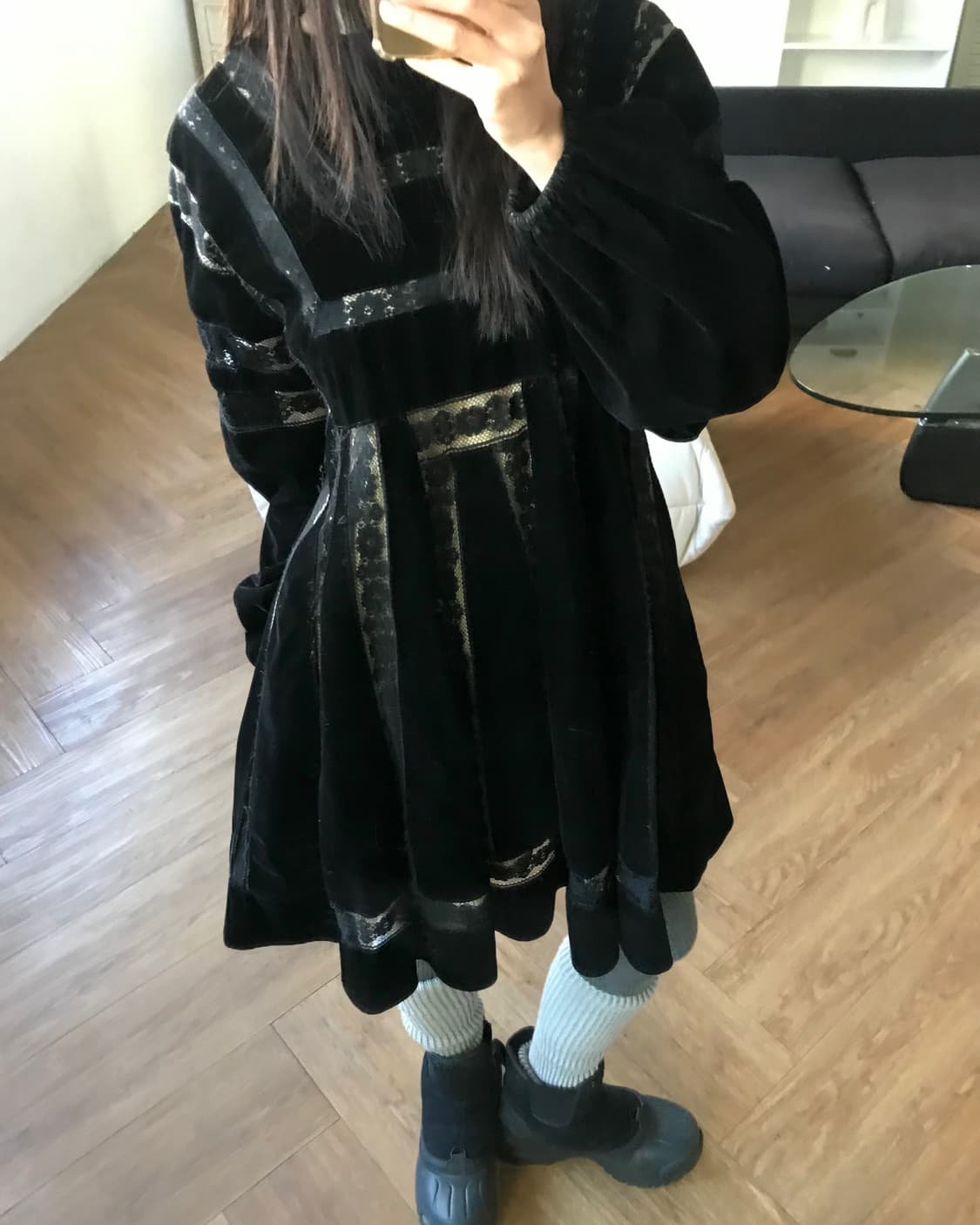 vintage velvet lace one-piece 상품이미지4