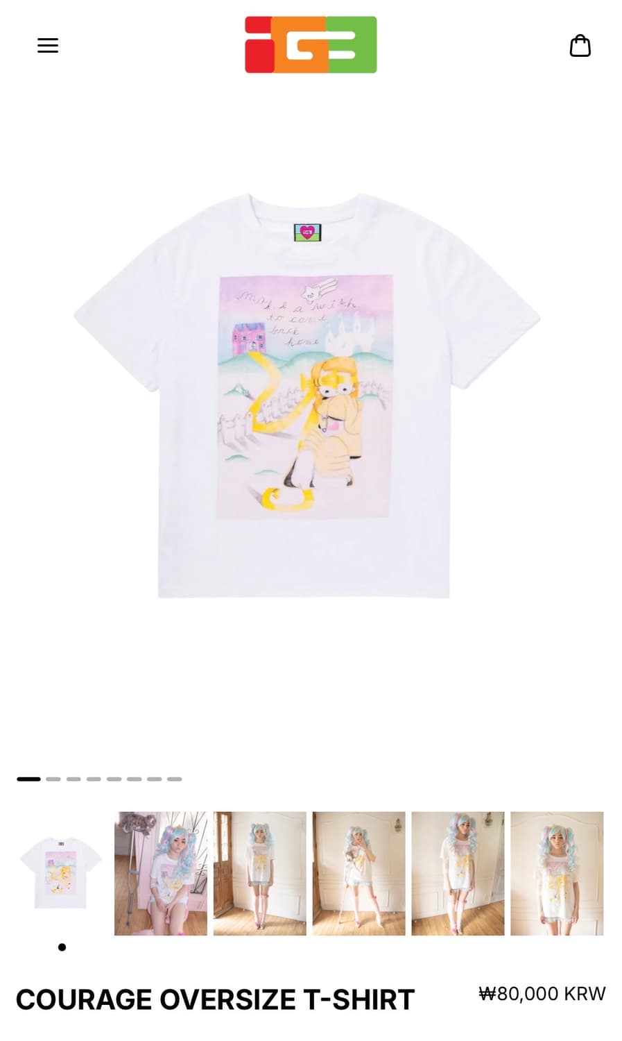 igusa 이구사 티셔츠 COURAGE OVERSIZE T-SHIRT 상품이미지1