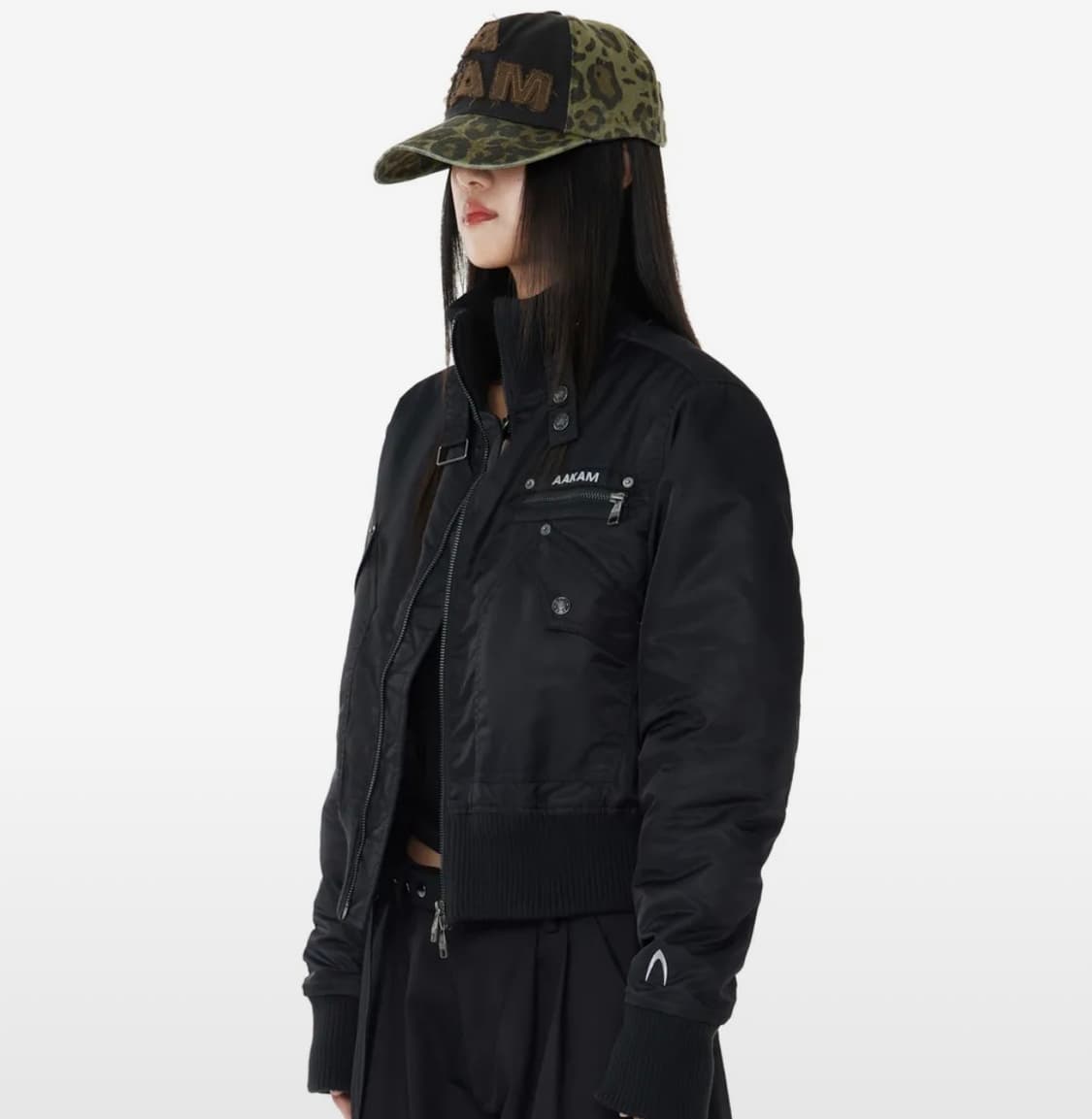 High-Neck Bomber Jacket (Black) 상품이미지4