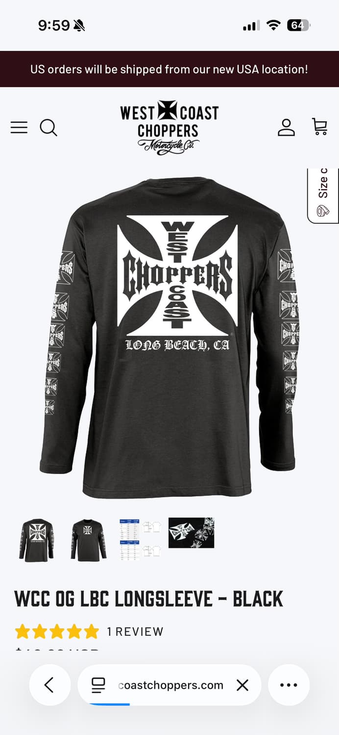 [L] West Coast Choppers 긴팔 상품이미지1