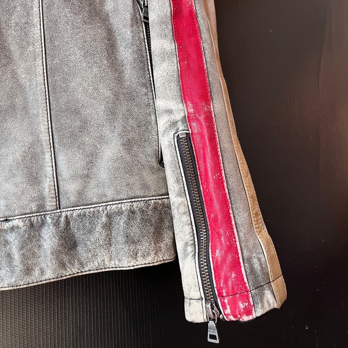 M) FUBU 2004 산양가죽 더티워싱 Y2K 레더자켓 상품이미지3