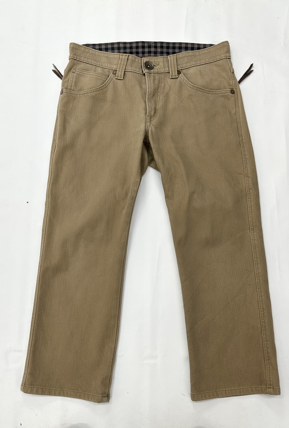 에드윈 체크 베이지 코튼 데님 팬츠 시티보이 아메카지 일본 빈티지 32 상품이미지2