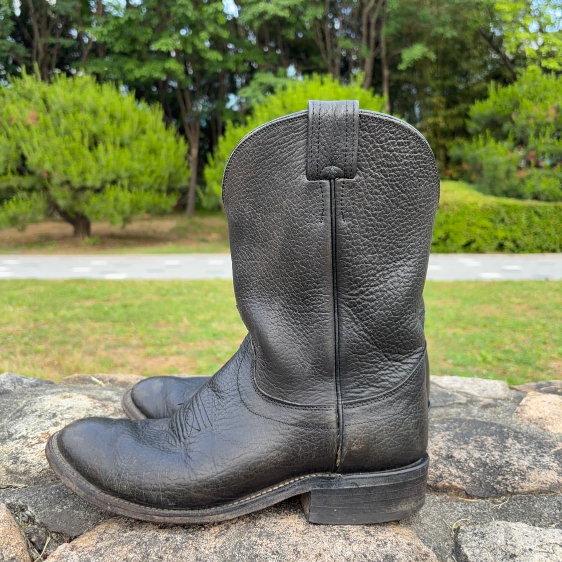 Olathe Boots 블랙 레더 웨스턴 부츠 상품이미지5
