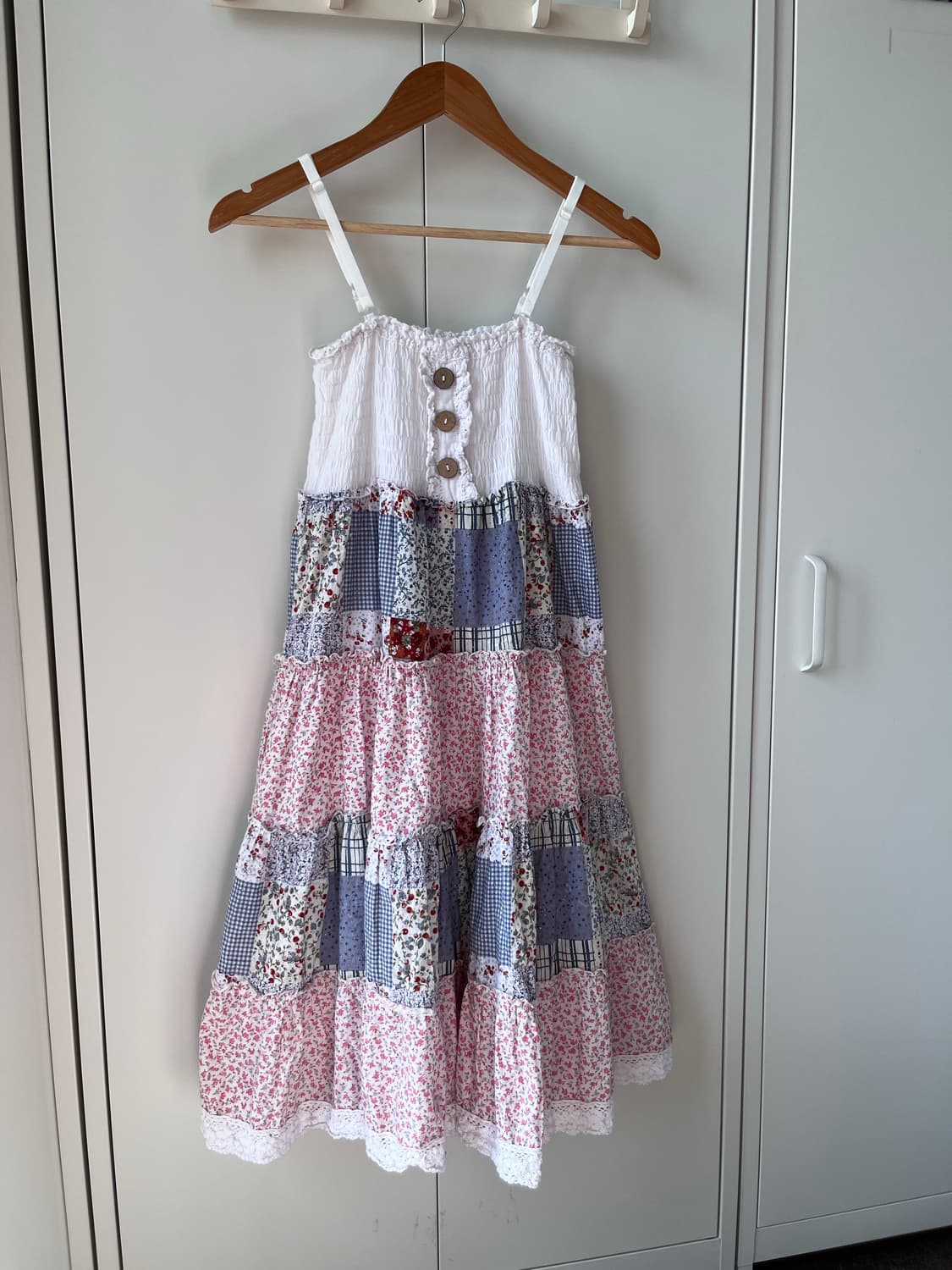 Rose fanfan 잔꽃 패치 단추 원피스 상품이미지6