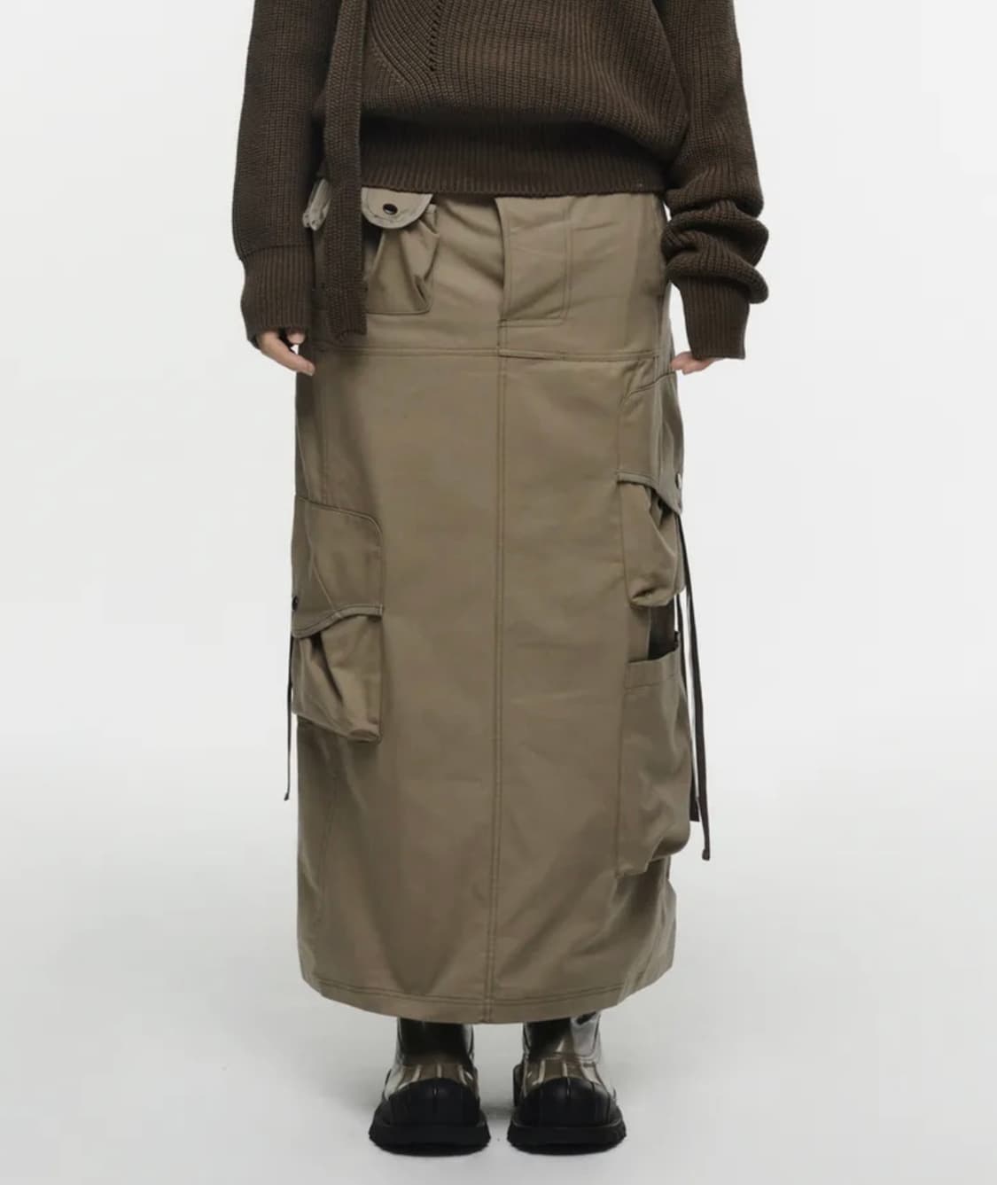 [새상품] 나체 스트랩 카고 맥시스커트 빈티지베이지 상품이미지1