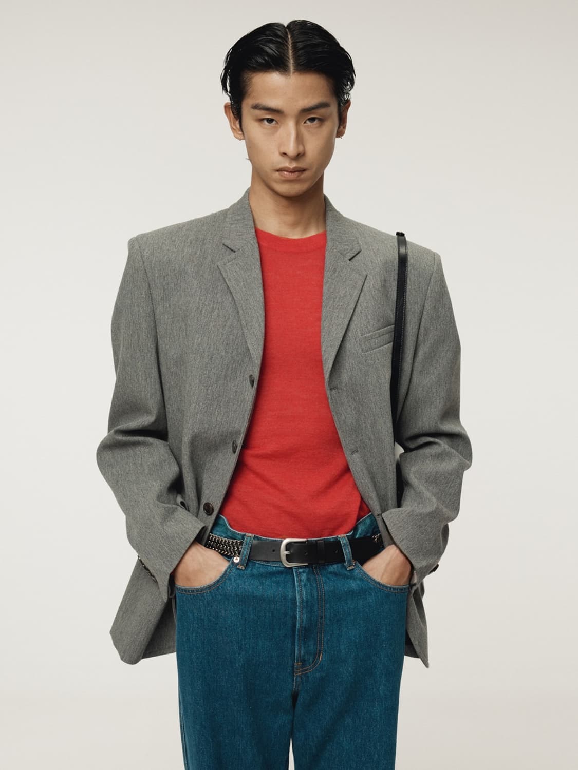 렉토 25FW RC 시어 셔츠 니트 탑 반팔 스웨터 스칼렛 레드 상품이미지1