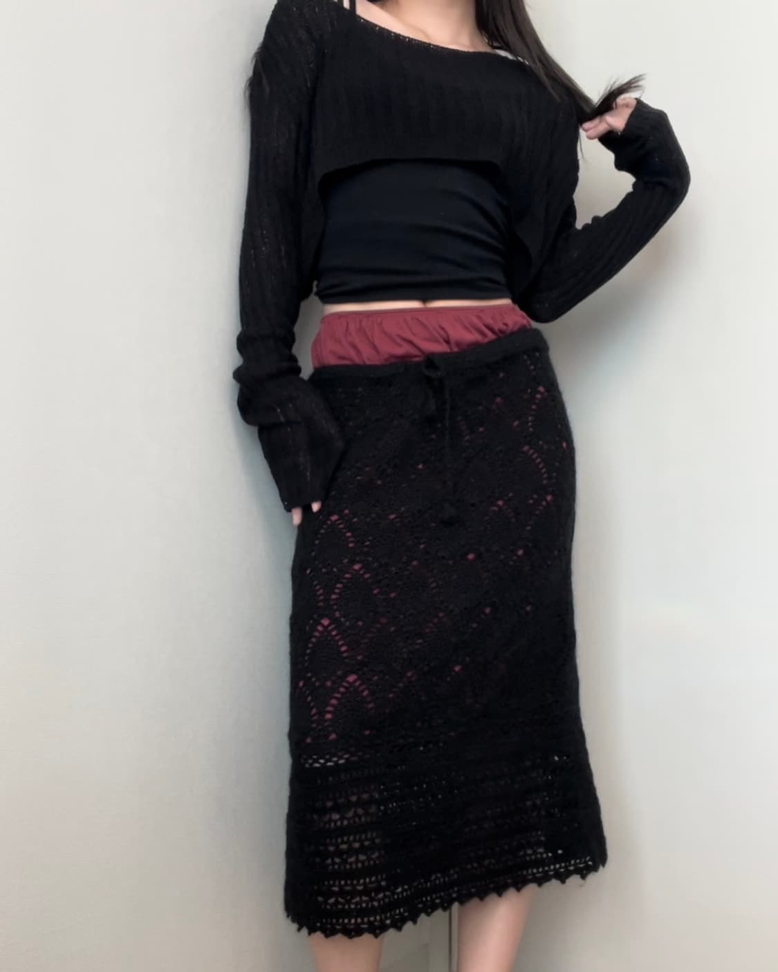 black+wine layered skirt set 상품이미지3