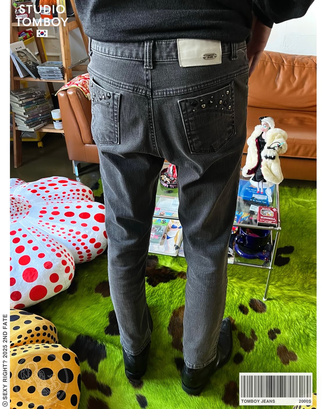 2000s TOMBOY Jeans Stud Trim Black Jeans 상품이미지1