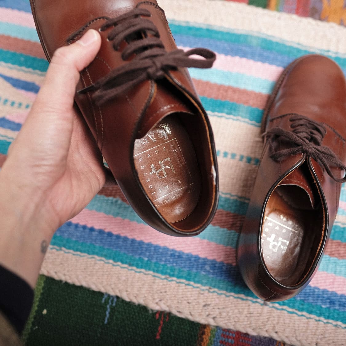 알든 빔즈 별주 카프 브라운 플레인 토 더비 6.5D/모디파이드 라스트 상품이미지7