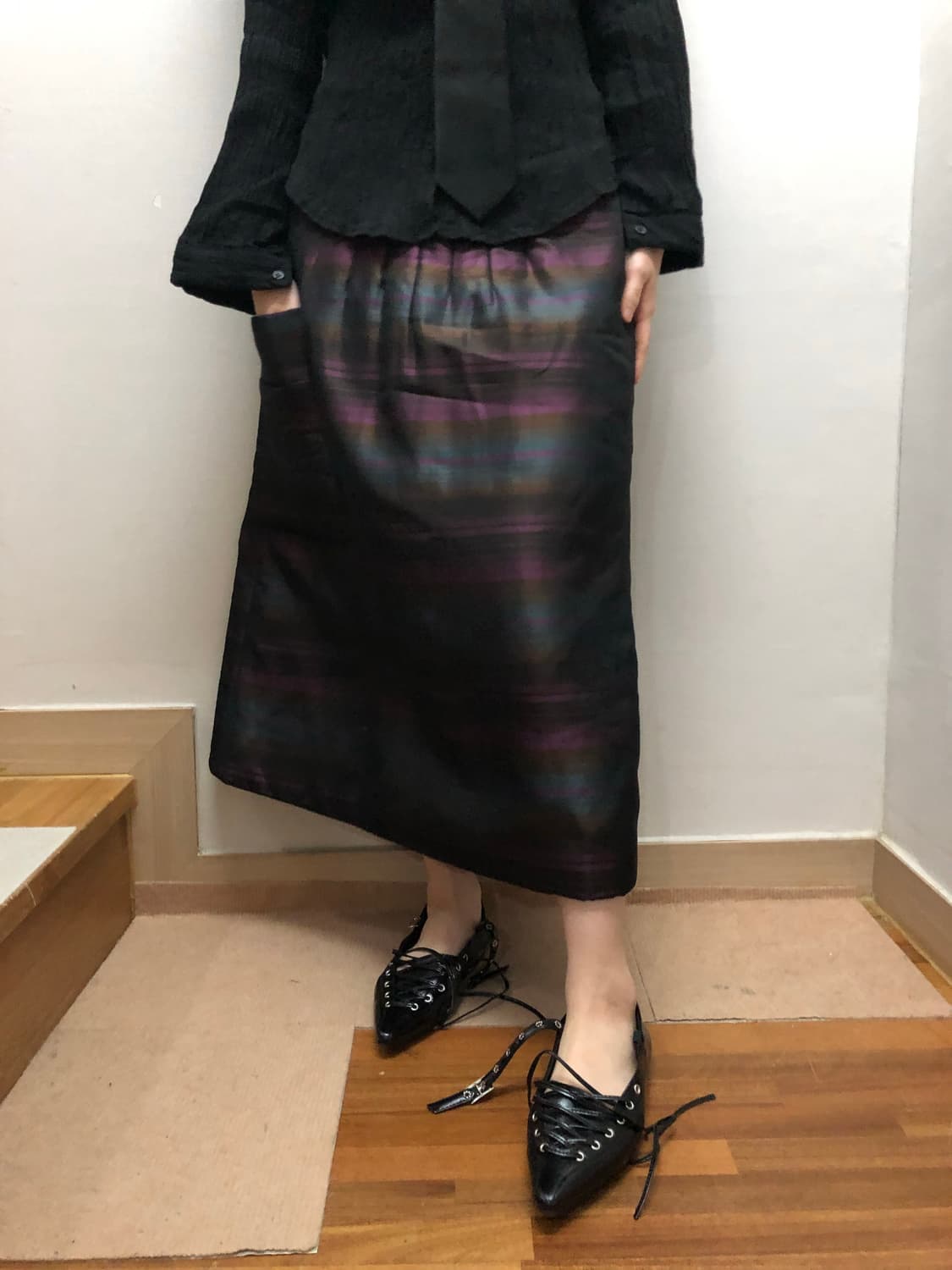 빈티지 블랙 오리엔탈 패딩 스커트 상품이미지6