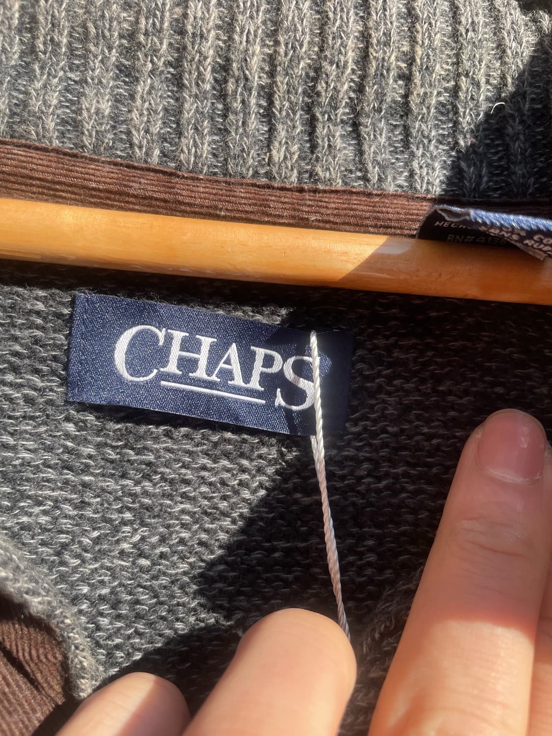 Polo Chaps gray henley neck knit 상품이미지7