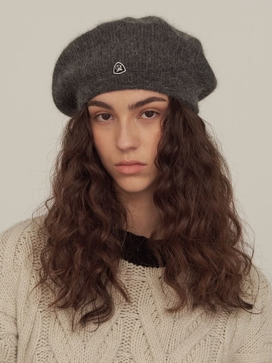 다이애그널 앙고라 베레모 블랙, 그레이 상품이미지3