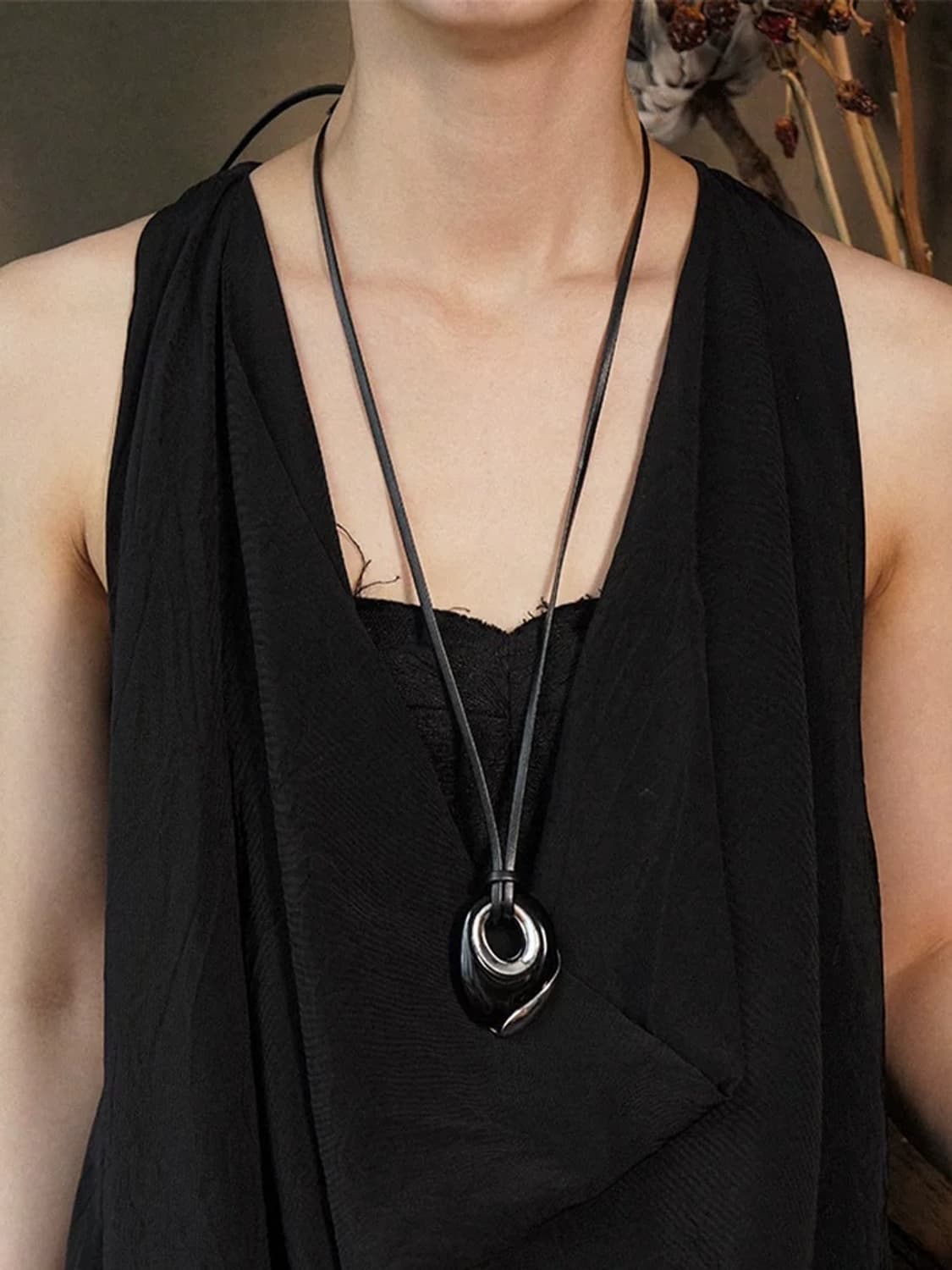 블랙 실버 오브제 롱 네크리스 🖤 상품이미지9