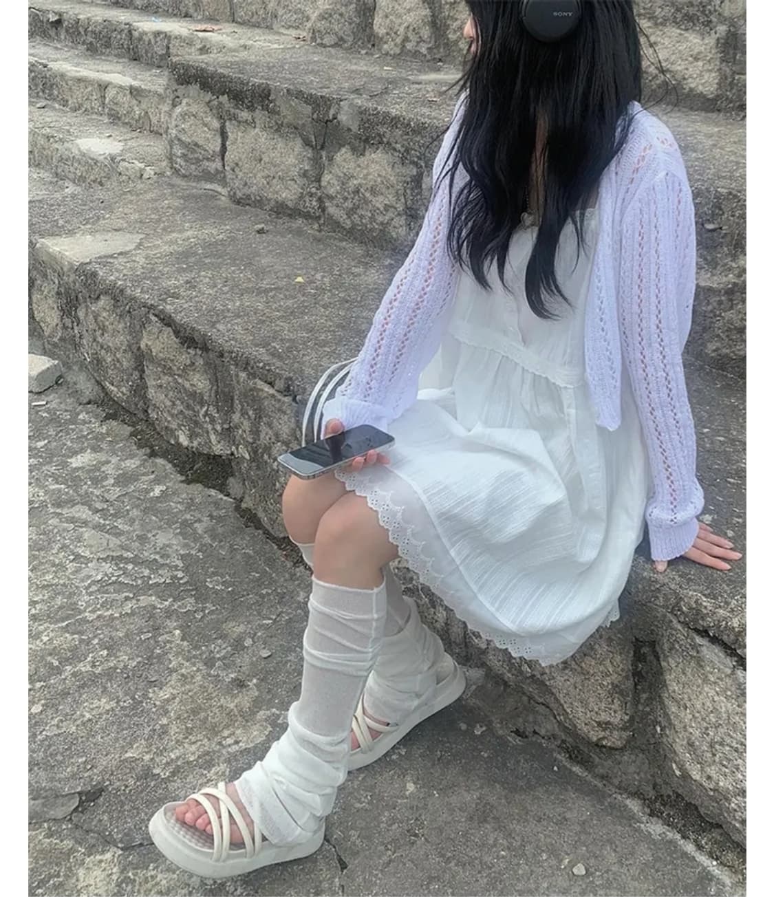 애니원모어 리이 레이스 나시 원피스 화이트 상품이미지2