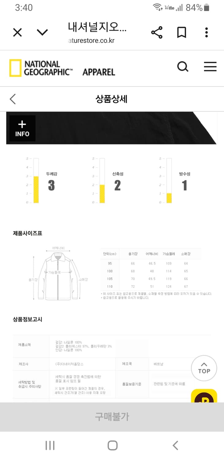 [L/100] 내셔널지오그래픽 바람막이 점퍼 상품이미지10