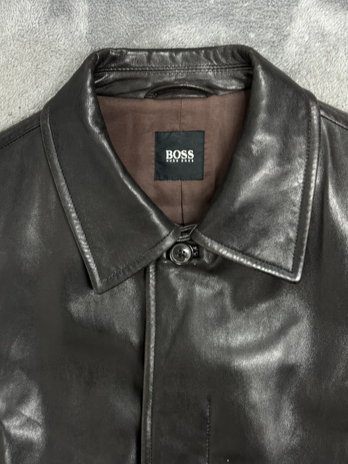 00s HUGO BOSS 램스킨 레더 자켓 XL 상품이미지4