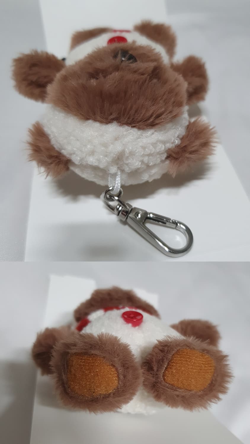 브라운 화이트 레드 곰돌이 목도리 단추 마리떼 프랑소와 저버 키링  상품이미지4