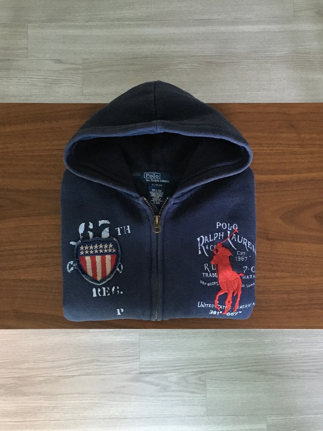 폴로 빅포니 성조기 후드집업 네이비 상품이미지1