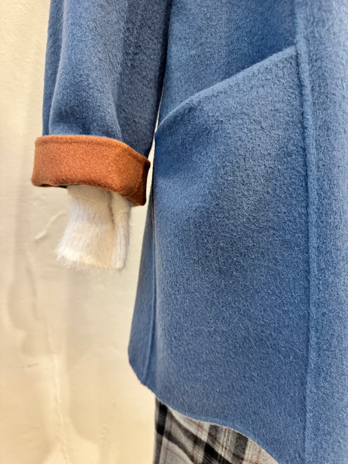 japan vintage 핸드메이드 노카라 하프코트 상품이미지3