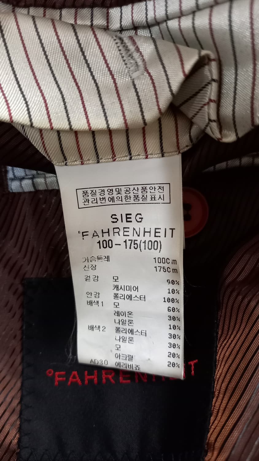 남성100 자이크 파렌하이트 정장하프코트  상품이미지8