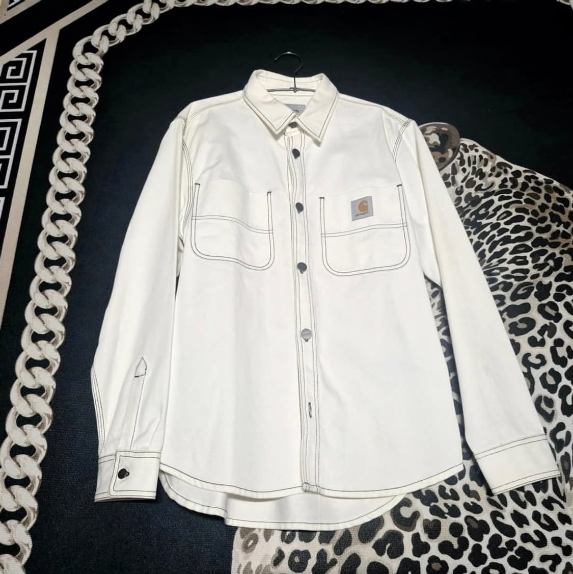 칼하트 WIP 초크 데님 워크 셔츠 화이트 M 상품이미지1