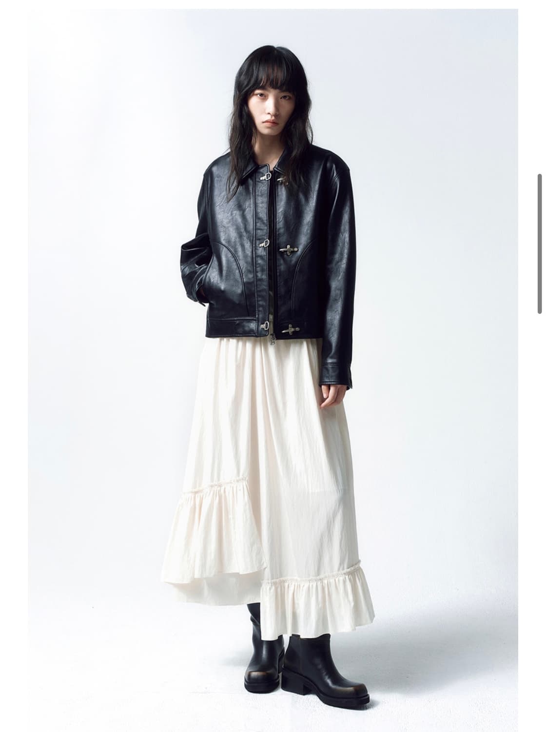 인사일런스 우먼 빈티지 버클 포우 레더 자켓 M 상품이미지2