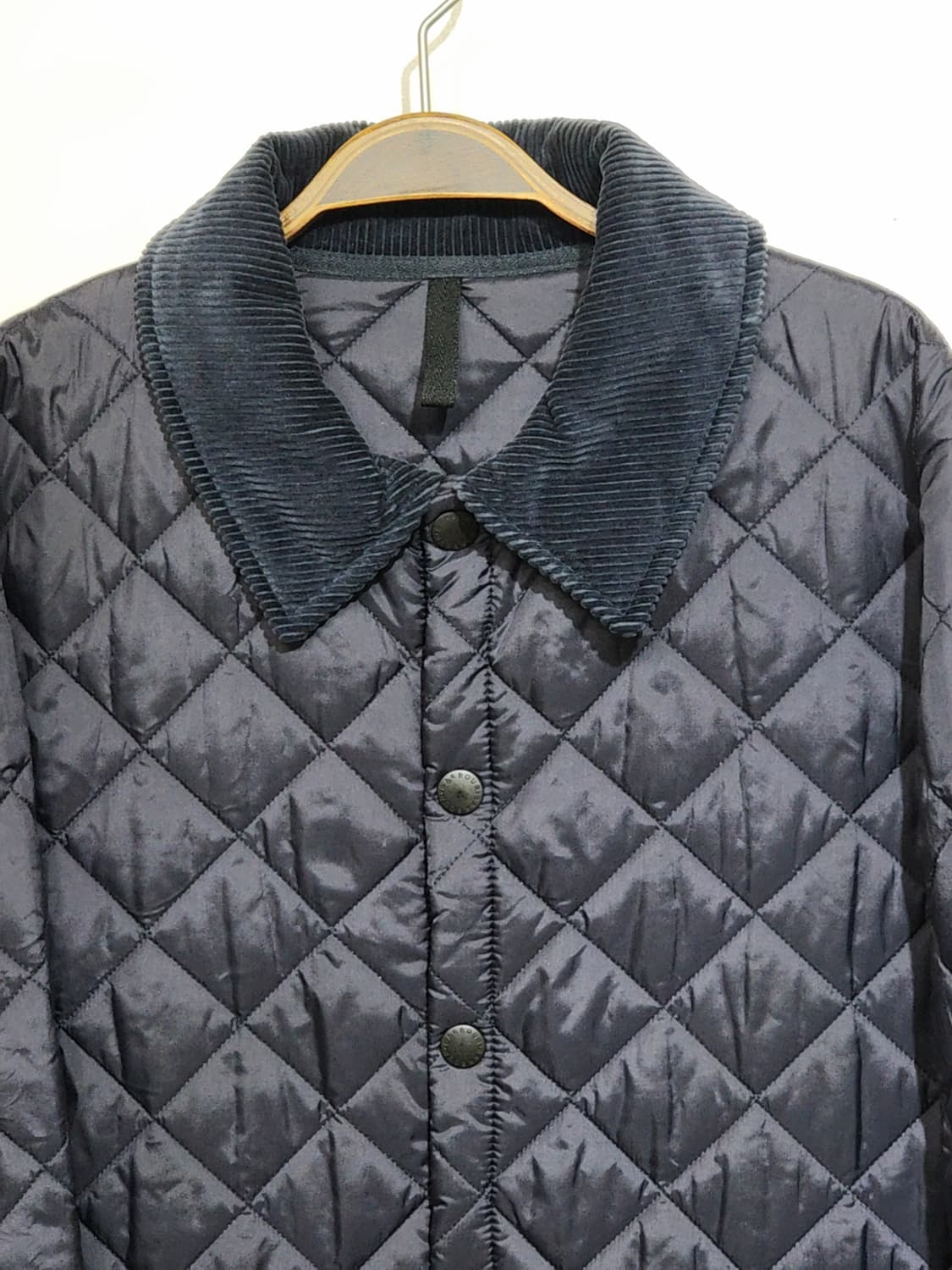 (L) 바버 퀼팅자켓 네이비 누빔점퍼 코듀로이 카라넥  상품이미지2