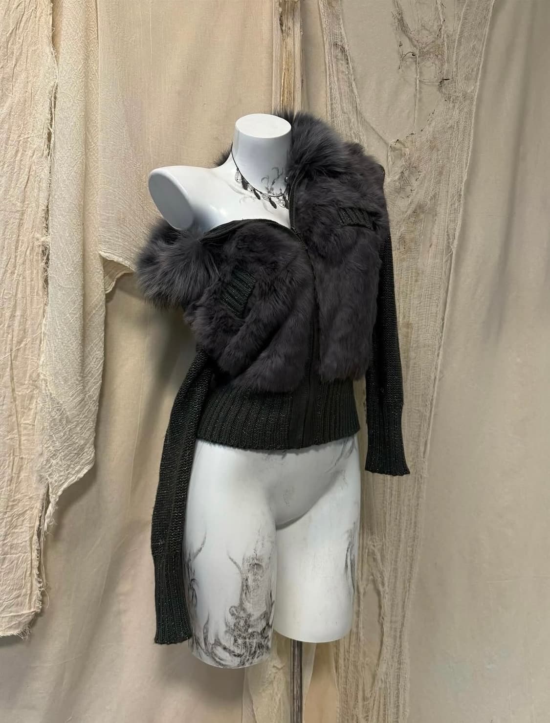 Gliter Detail Fur Knit Jacket 상품이미지1