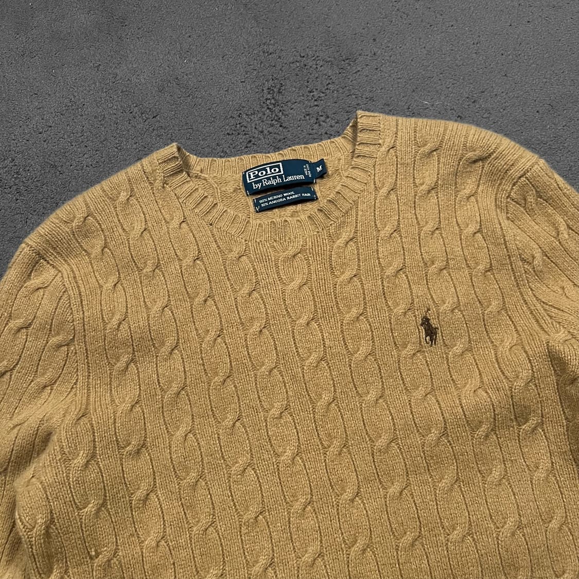 폴로 브라운 꽈배기 메리노울 래빗헤어 니트 상품이미지1