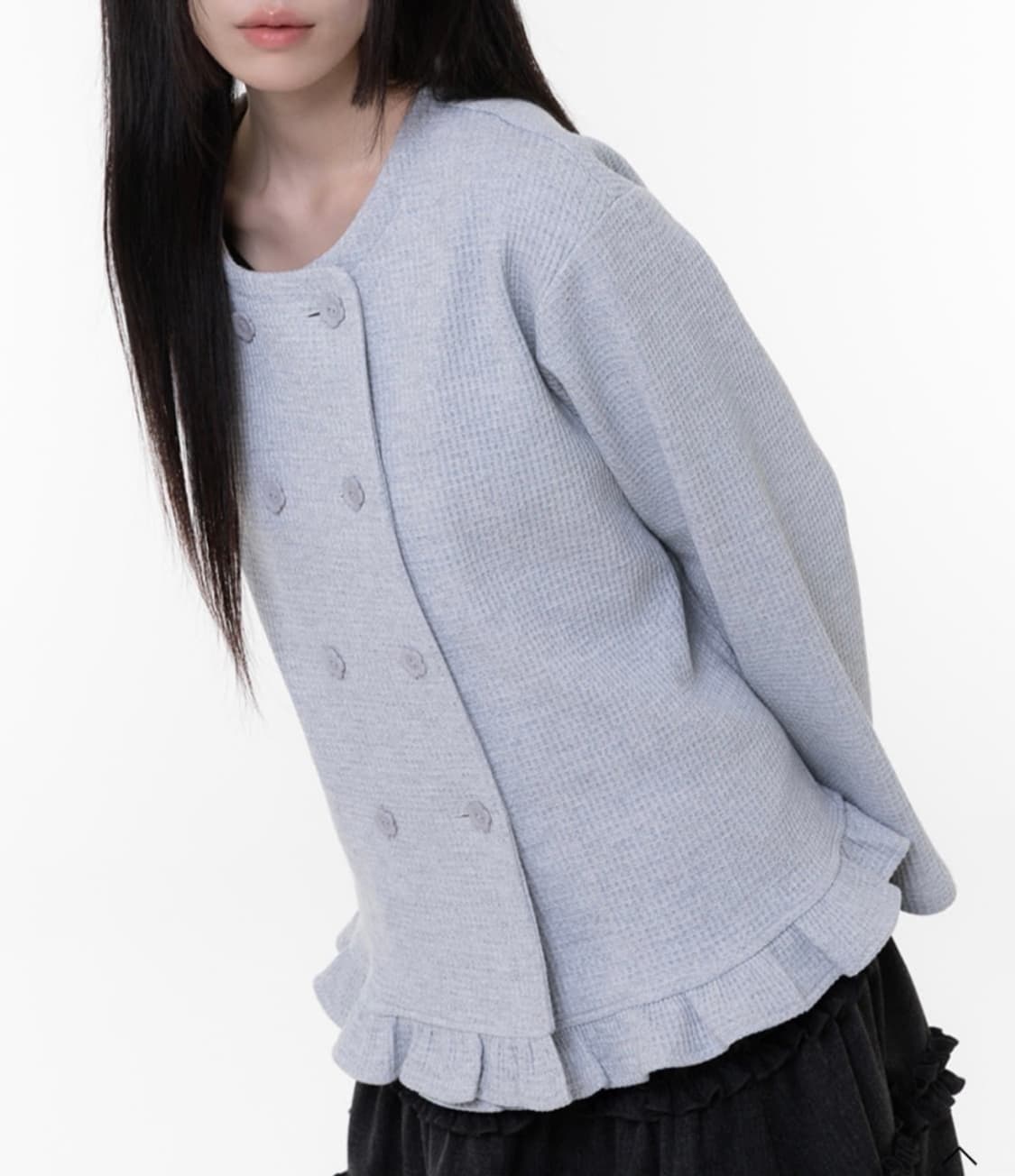 나이엔 더블버튼 가디건 그레이 상품이미지1