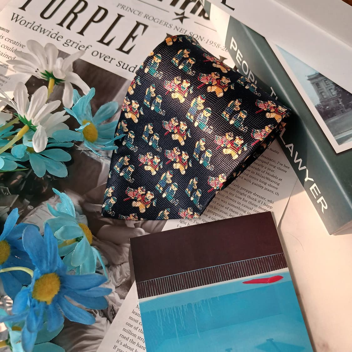 미쏘니 실크 베어 모티브 패턴 넥타이 9.2cm A+~A등급 E749
 상품이미지4