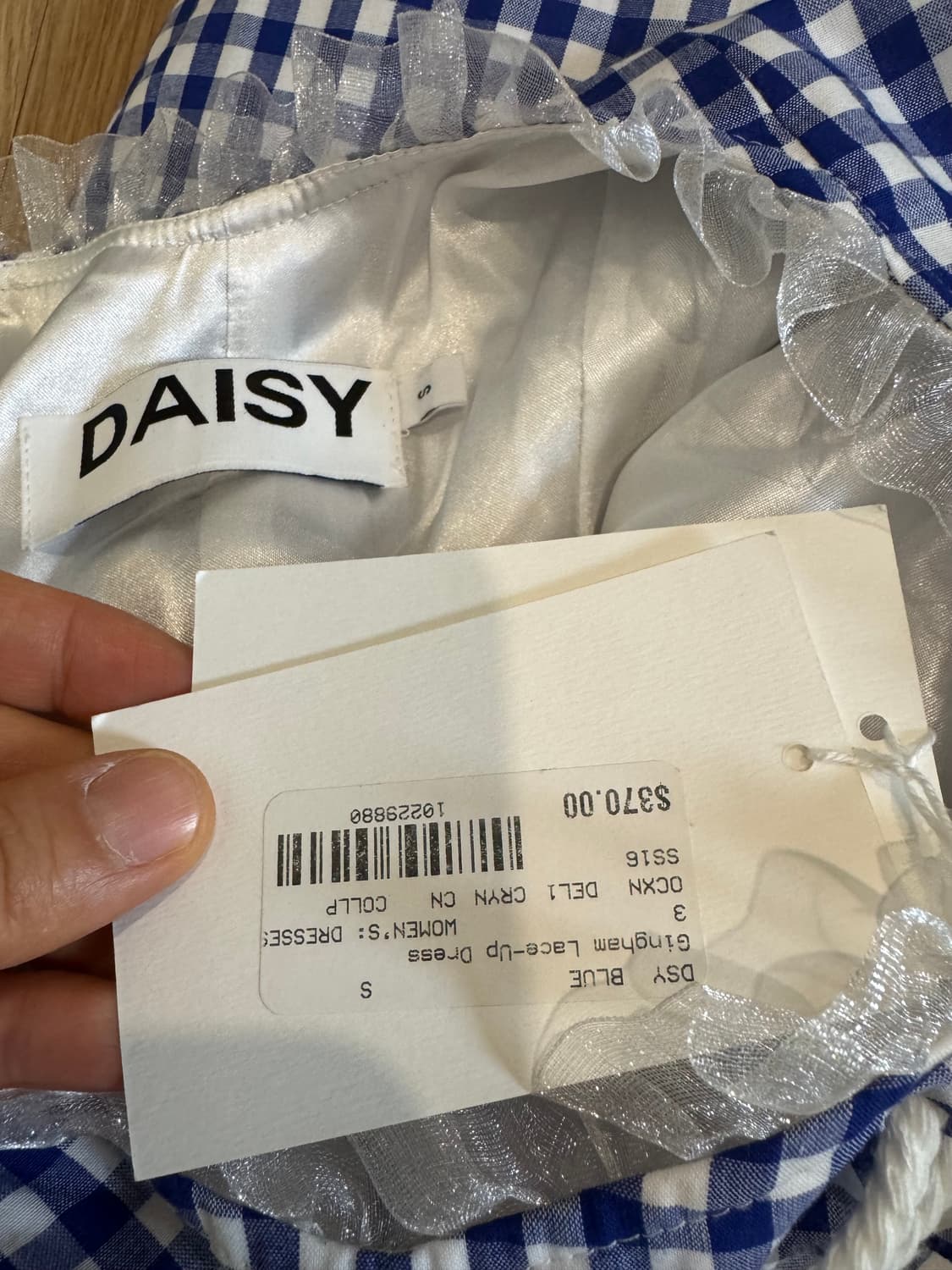 새상품 daisydaisy tv 깅엄 레이스 업 드레스  상품이미지6
