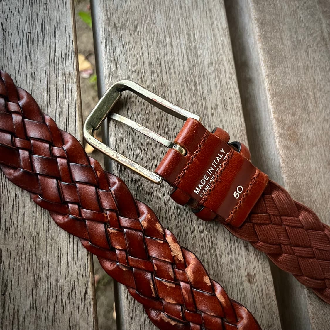 빈티지 브레이디드 리얼 레더 벨트 made in Italy 상품이미지6