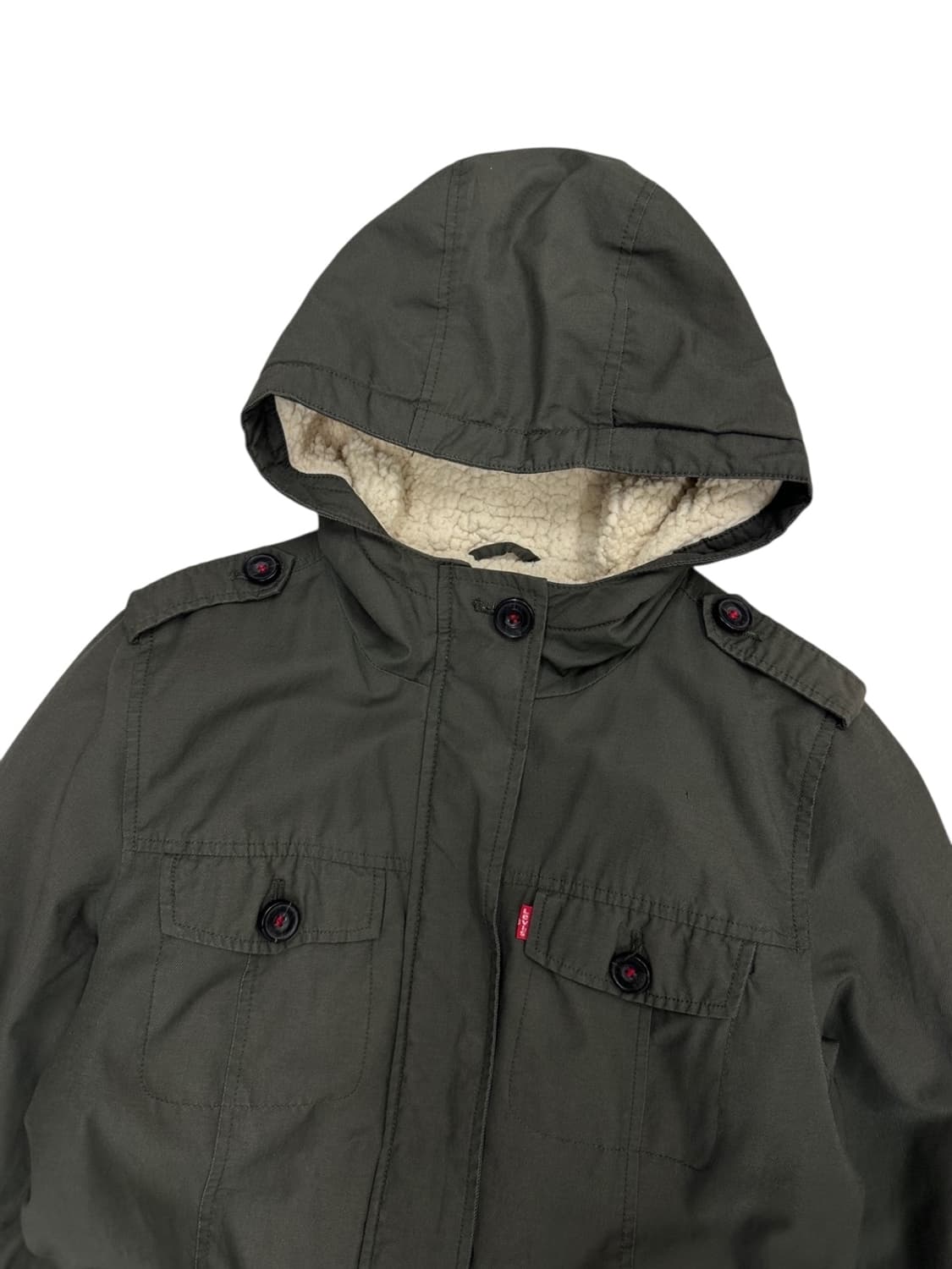 리바이스 뽀글이기모 야상자켓 카키 (여성M) 상품이미지2