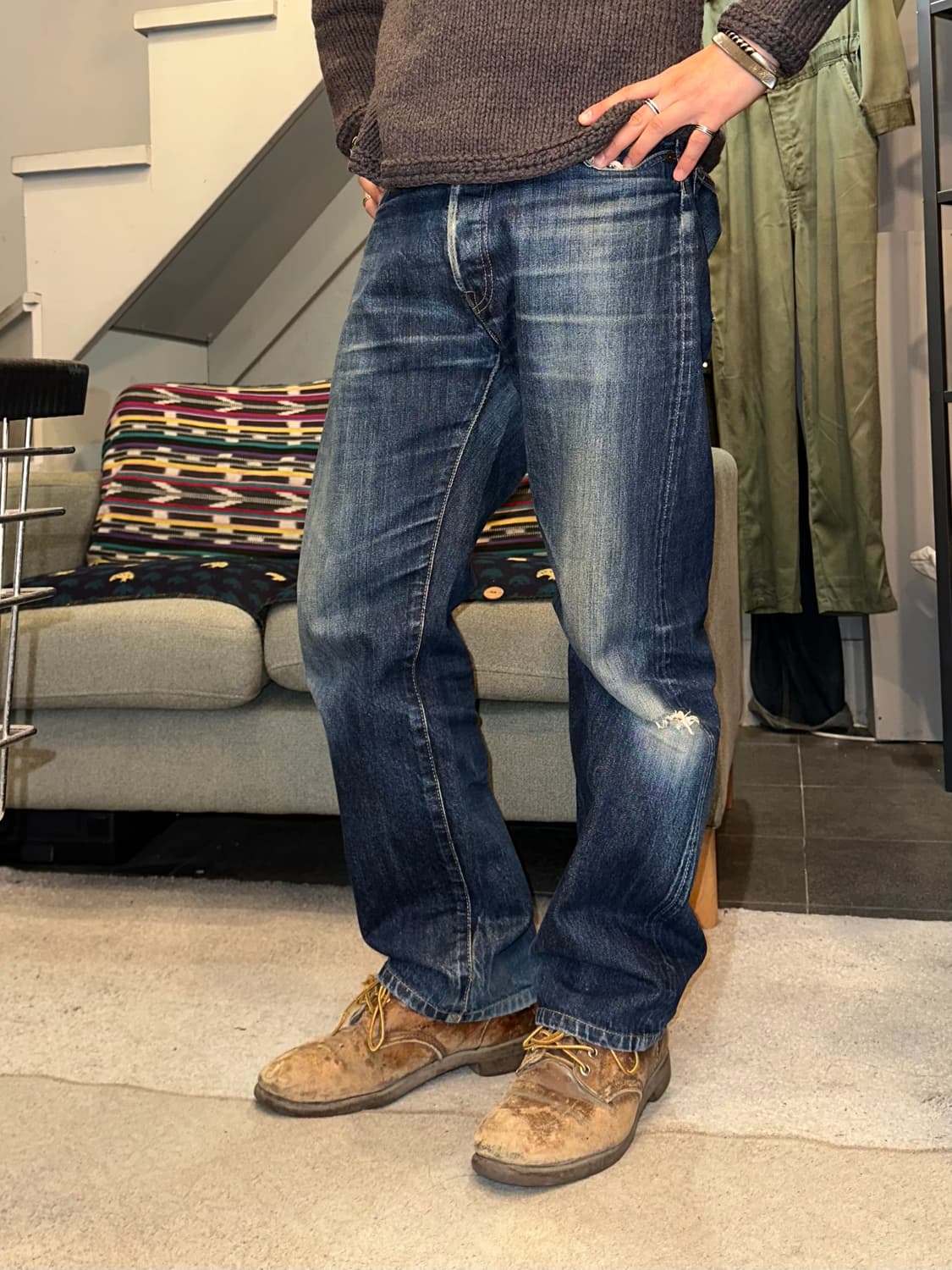 Denime Selvedge destroyed denim pants 상품이미지2