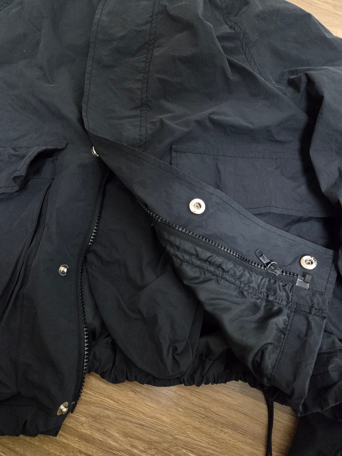 빈티지 크롭 래글런 바람막이 블랙 one size 상품이미지5