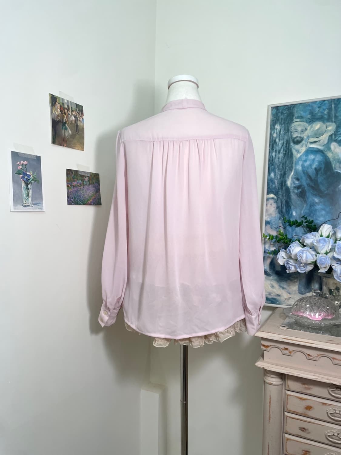 cosmos pink lovely bow shirring chiffon 상품이미지3