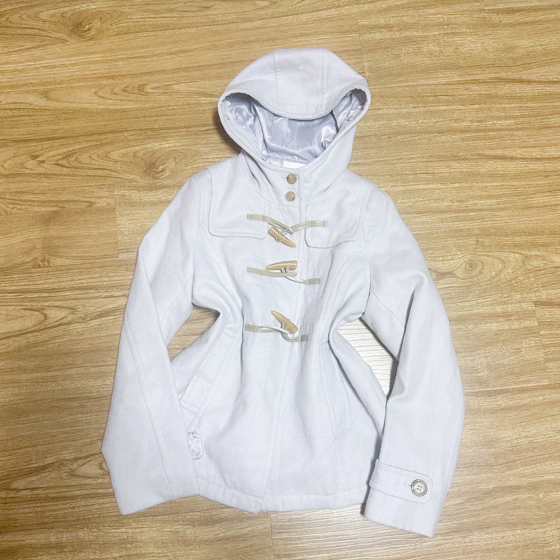 빈티지 하늘색 후드 더플 코트 떡코 히메갸루 로걀 라떼 달천깔 모리걸 상품이미지1