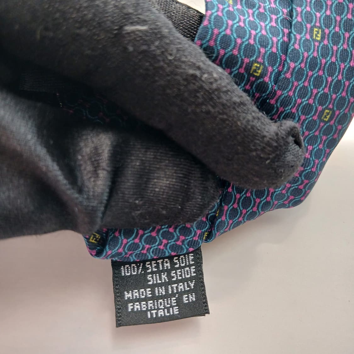 펜디 실크 네이비 FF 로고 패턴 넥타이 9.1cm A등급 A18478
 상품이미지9